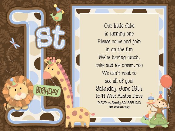 1st Birthday Boy Invitations