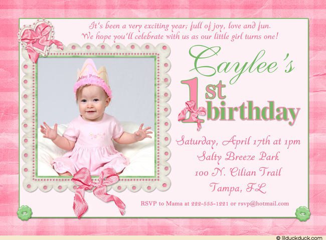 1st Birthday Party Invitation Wording