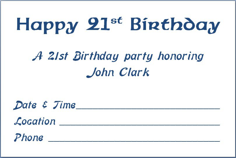 21st Birthday Invitations Templates
