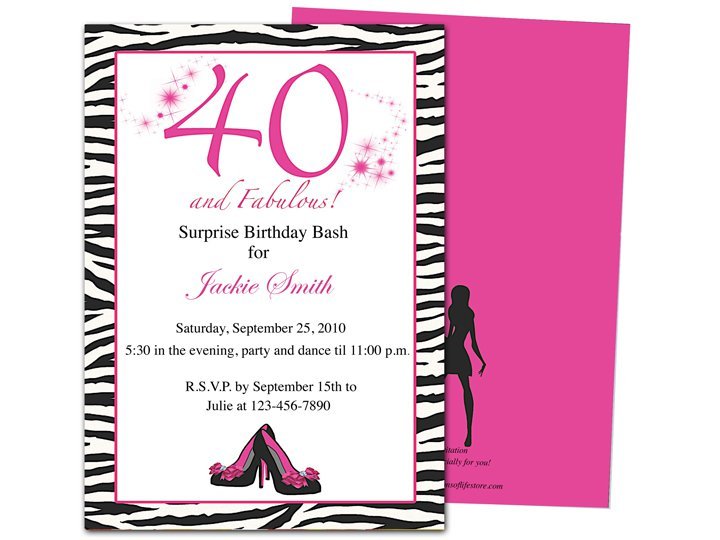 40th B Day Invitation Wording