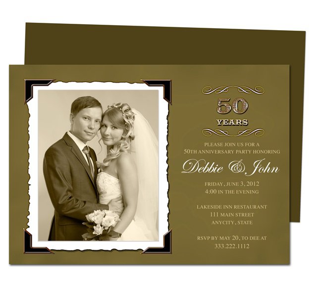 50th Wedding Anniversary Invitation Cards Templates