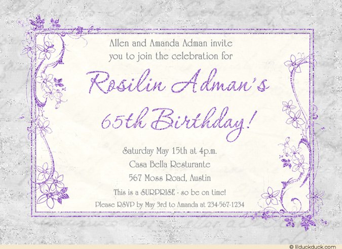 65th Birthday Invitation Wording Ideas