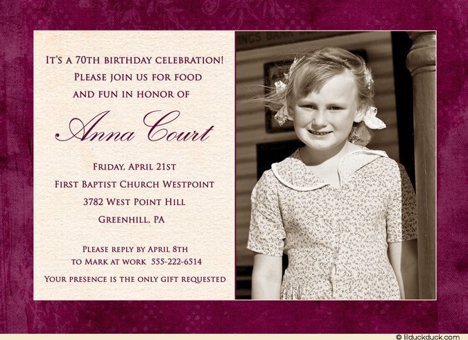 70th Birthday Invitation Ideas