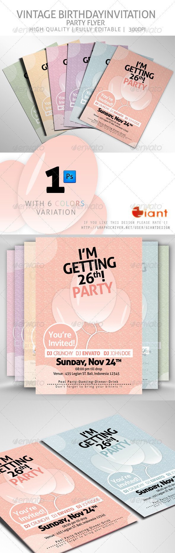 Abstract Birthday Invitation Templates