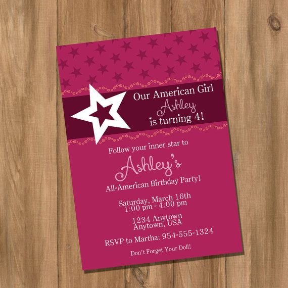 American Girl Invitation Ideas