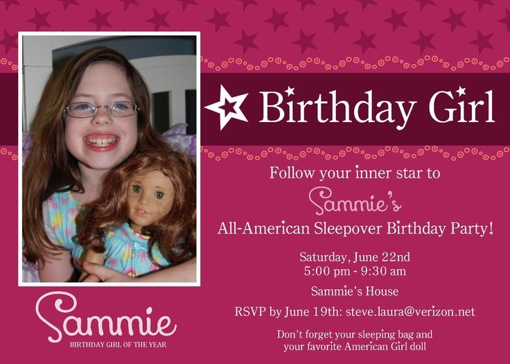 American Girl Party Invitation Ideas