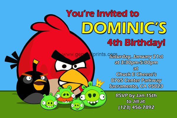 Angry Bird Party Invitations Printable