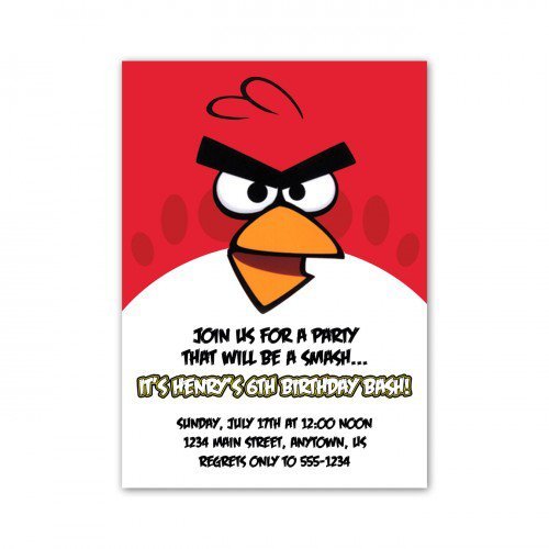 Angry Birds Birthday Invitation Wording