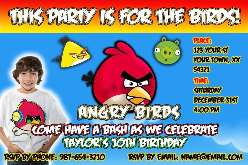 Angry Birds Birthday Invitations