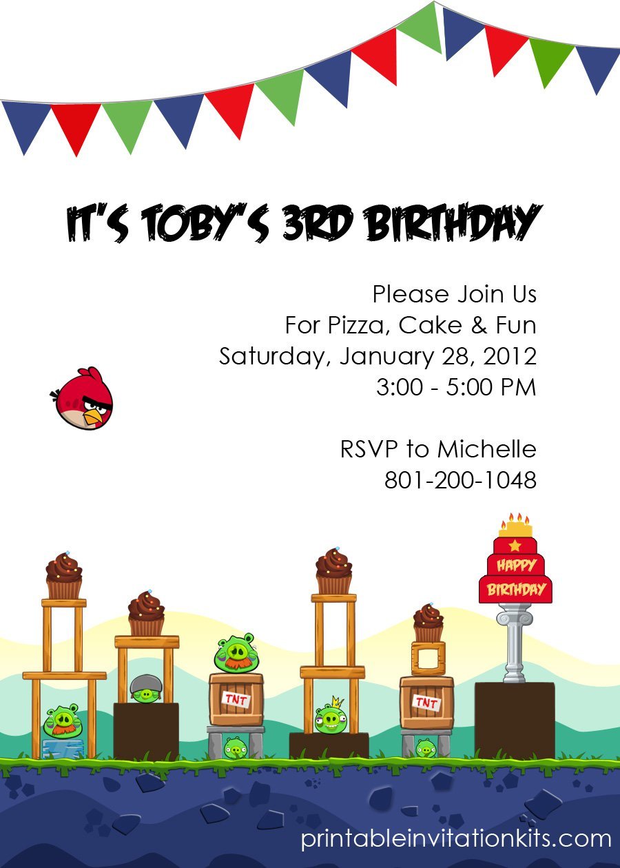 Angry Birds Invitation Paper