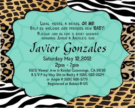 Animal Print Baby Boy Shower Invitations