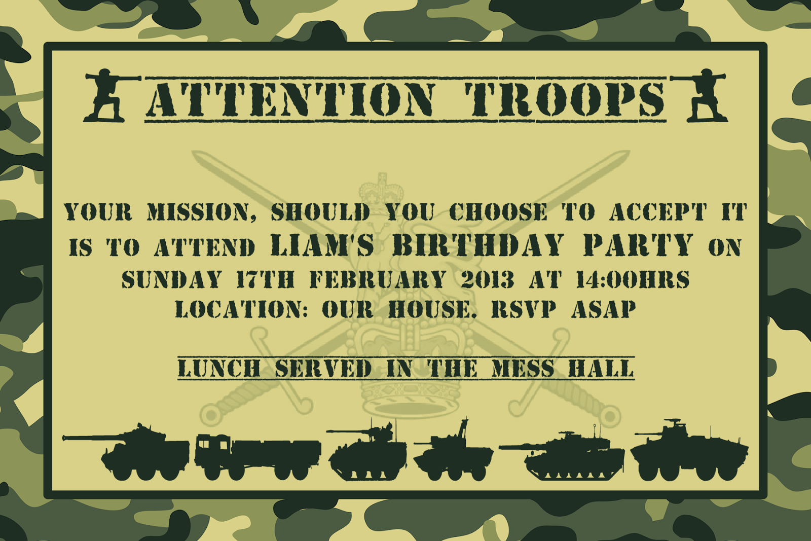 Army Birthday Party Invitation Ideas