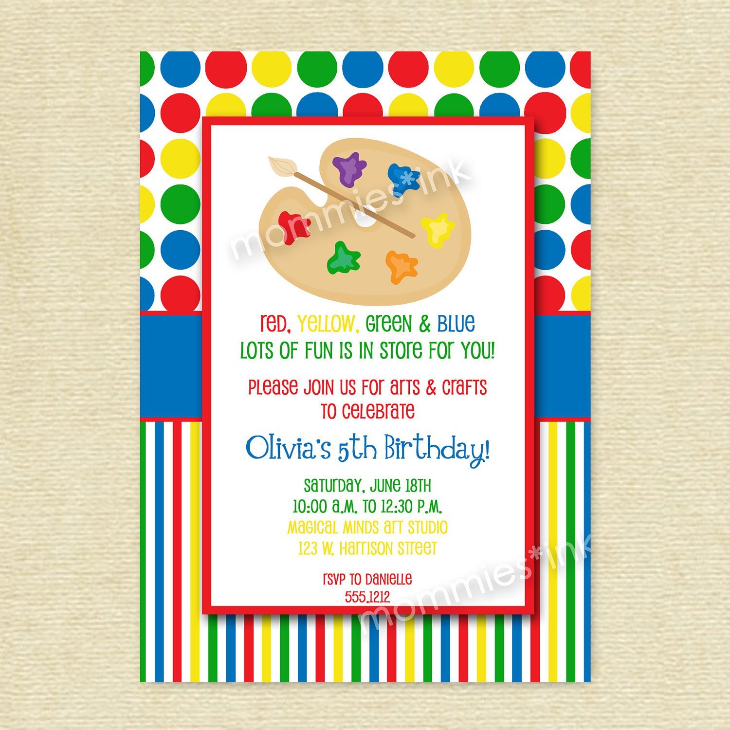 Arts And Crafts Birthday Party Invitation Wording