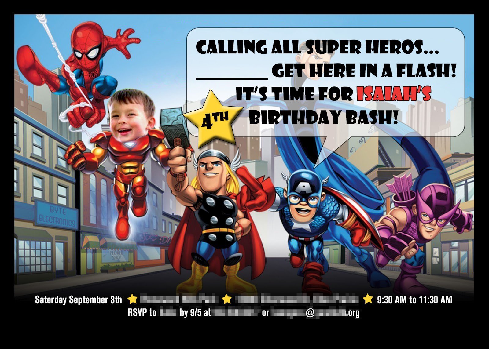 Avengers Birthday Invitations