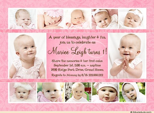 Baby Girl 1st Birthday Invitations Wording