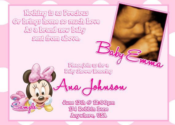 Baby Minnie Mouse Invitations Baby Shower