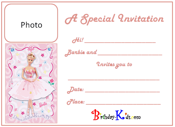 Barbie Birthday Invitations Printable