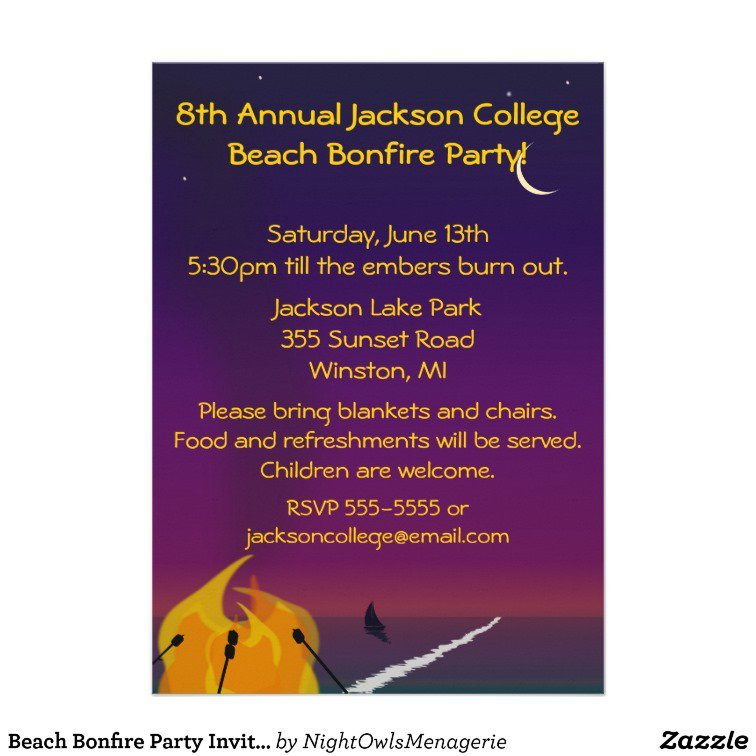 Beach Bonfire Invitation Templates