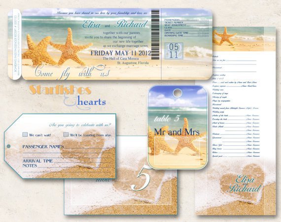 Beach Wedding Blank Invitations