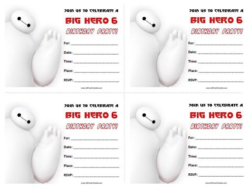 Big Hero 6 Birthday Party Invitations