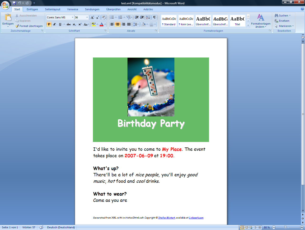 Birthday Invitation Templates Word 2003
