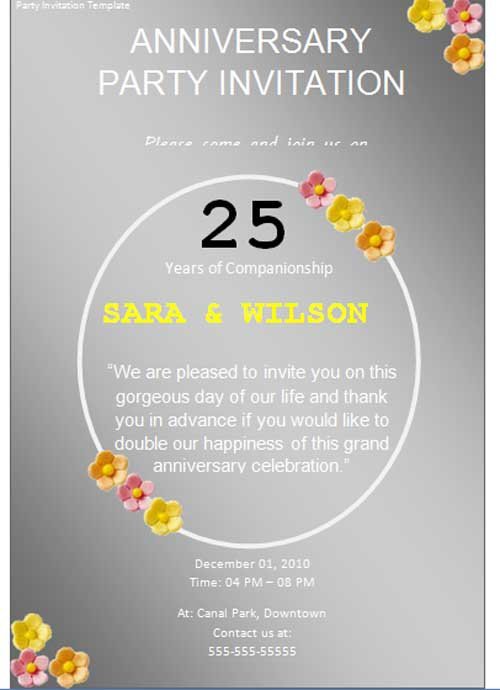 Birthday Party Invitation Templates Free Word