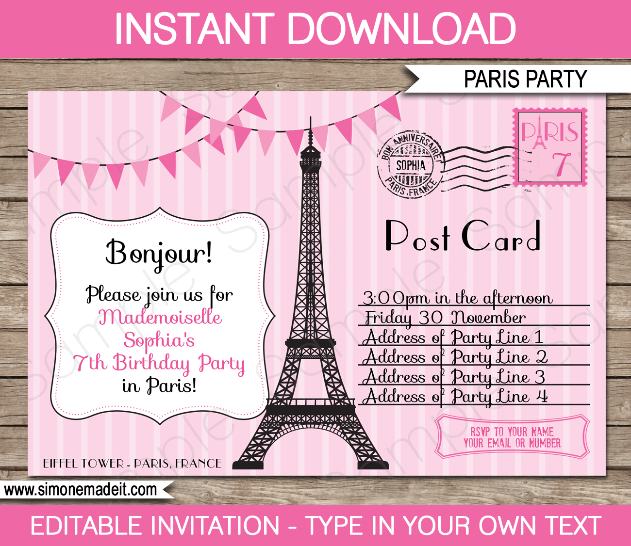 Birthday Party Postcard Invitation Templates