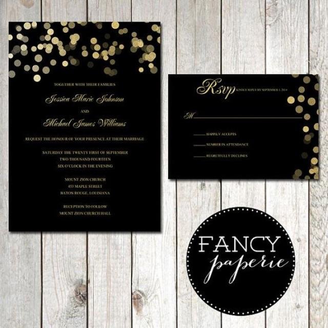 Black And Gold Glitter Invitations