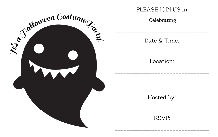 Black And White Halloween Party Invitation