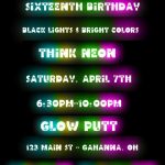 Black Light Party Invitation Wording