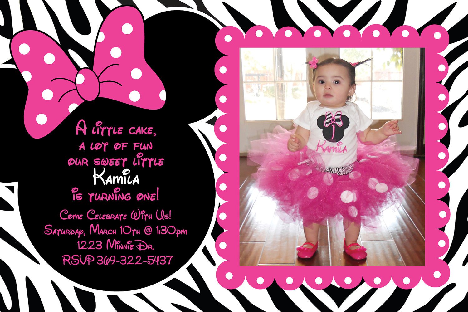 Blank Minnie Mouse 1st Birthday Invitations