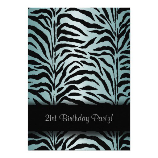 Blue Zebra Birthday Invitations