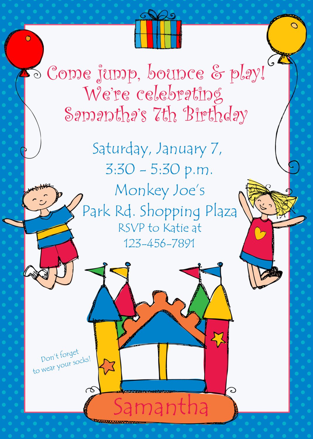 Bounce House Birthday Invitation Wording