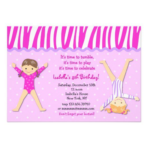 Boy Gymnastic Birthday Party Invitations