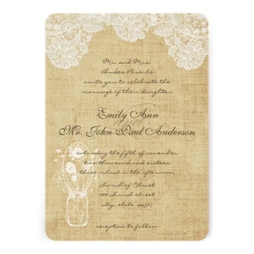 Burlap And Lace Wedding Invitations