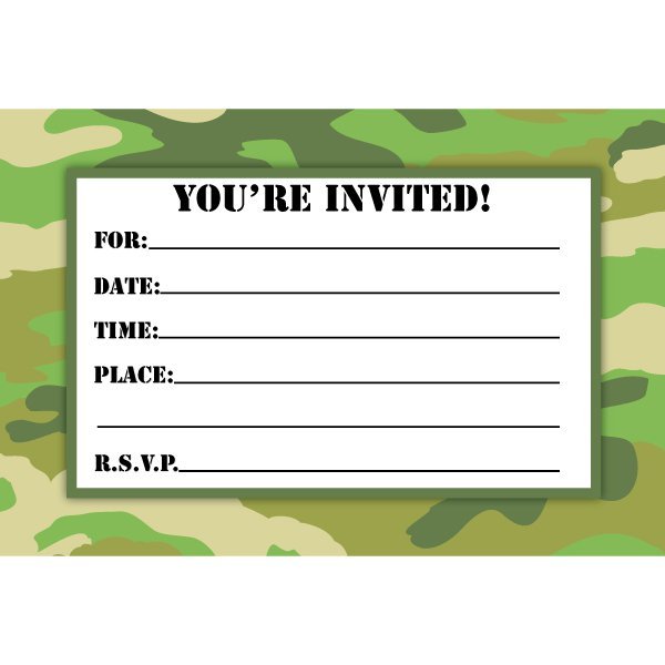 Camo Birthday Party Invitations