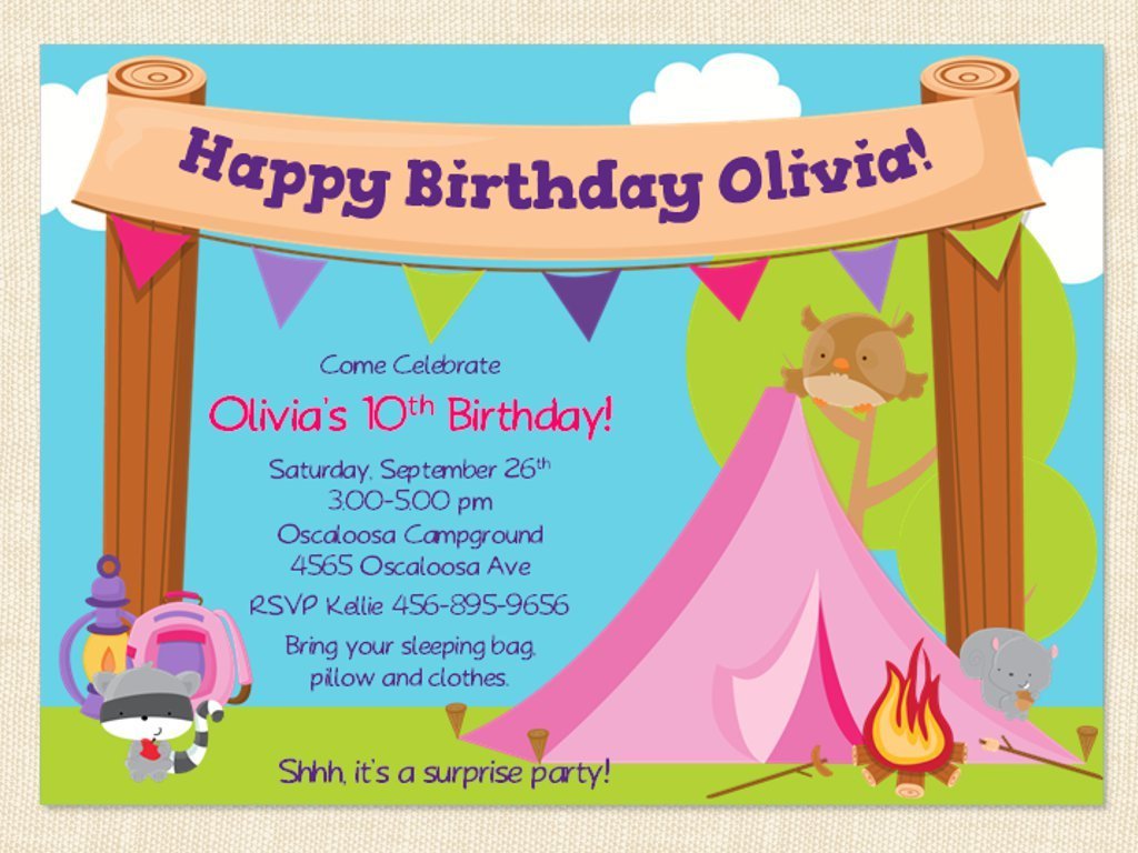 Camping Birthday Invitation Templates