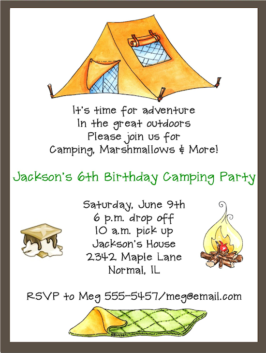 Camping Birthday Party Invitations