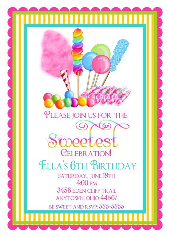 Candy Birthday Invitations