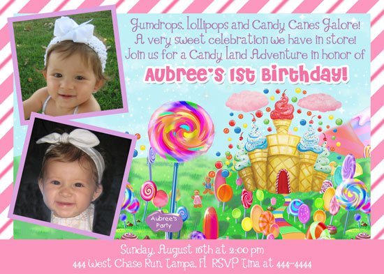 Candyland Birthday Invitations