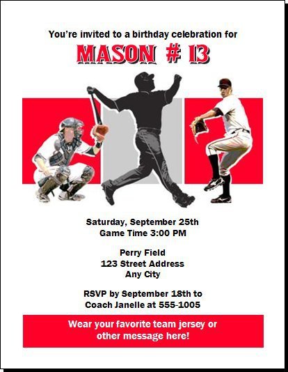Cincinnati Reds Birthday Party Invitations