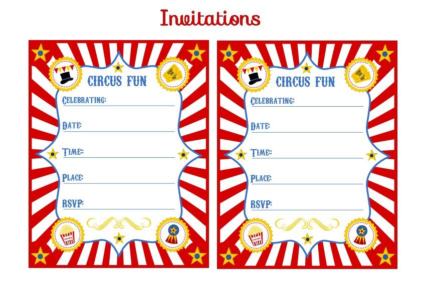 Circus Birthday Invitations Templates