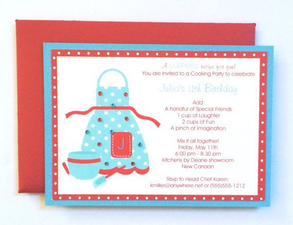 Cooking Birthday Party Invitations