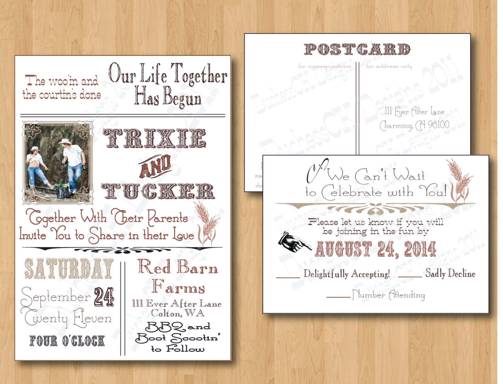 Country Chic Wedding Invitation Wording