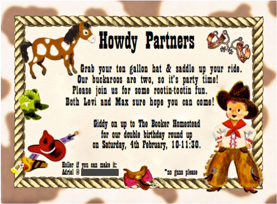 Cowboy Cowgirl Birthday Party Invitation