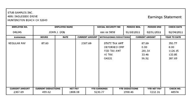 Create Free Pay Stub Template