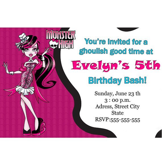 Create Your Own Monster High Invitations