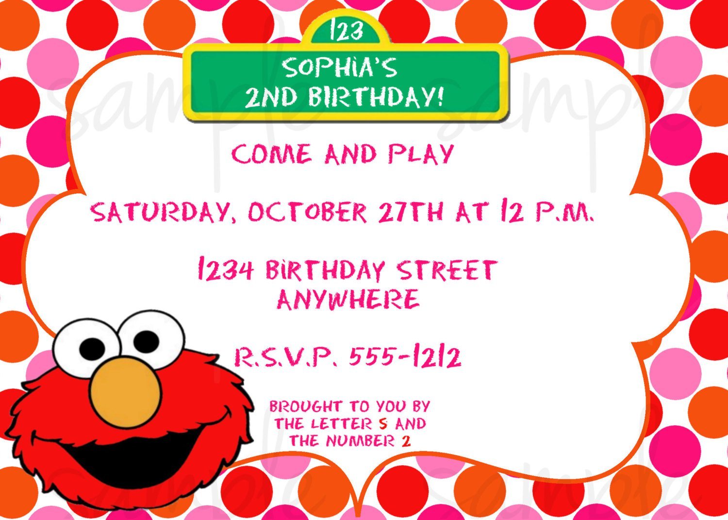 Custom Elmo Birthday Invitations