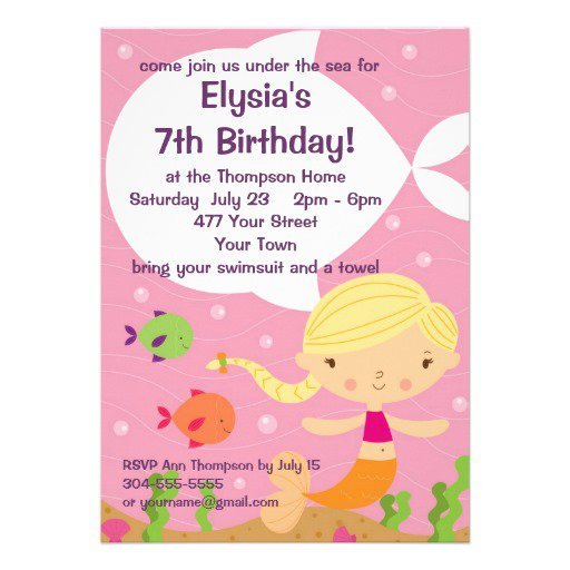 Custom Mermaid Birthday Invitations