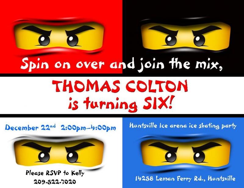 Custom Ninjago Birthday Invitations